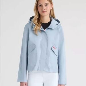 NWT Julia Hunter Blue Hooded Raincoat - washed blue - size L